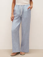 100% Linen Elastic Waist Straight-Leg Trousers JOURDAN - BOTTOMS-Linen Pants