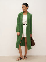 100% Linen Double-Breasted Belted Trench Coat LEILA - TOPS-Linen Jackets