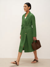 100% Linen Double-Breasted Belted Trench Coat LEILA - TOPS-Linen Jackets
