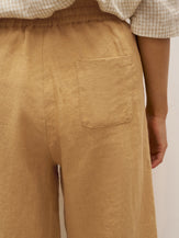 100% Linen Cuffed Ankle-Length Elastic Waist Pants DANIKA - BOTTOMS-Linen