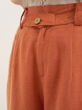 100% Linen High Waisted Ankle Pants DALLAS - BOTTOMS-Linen