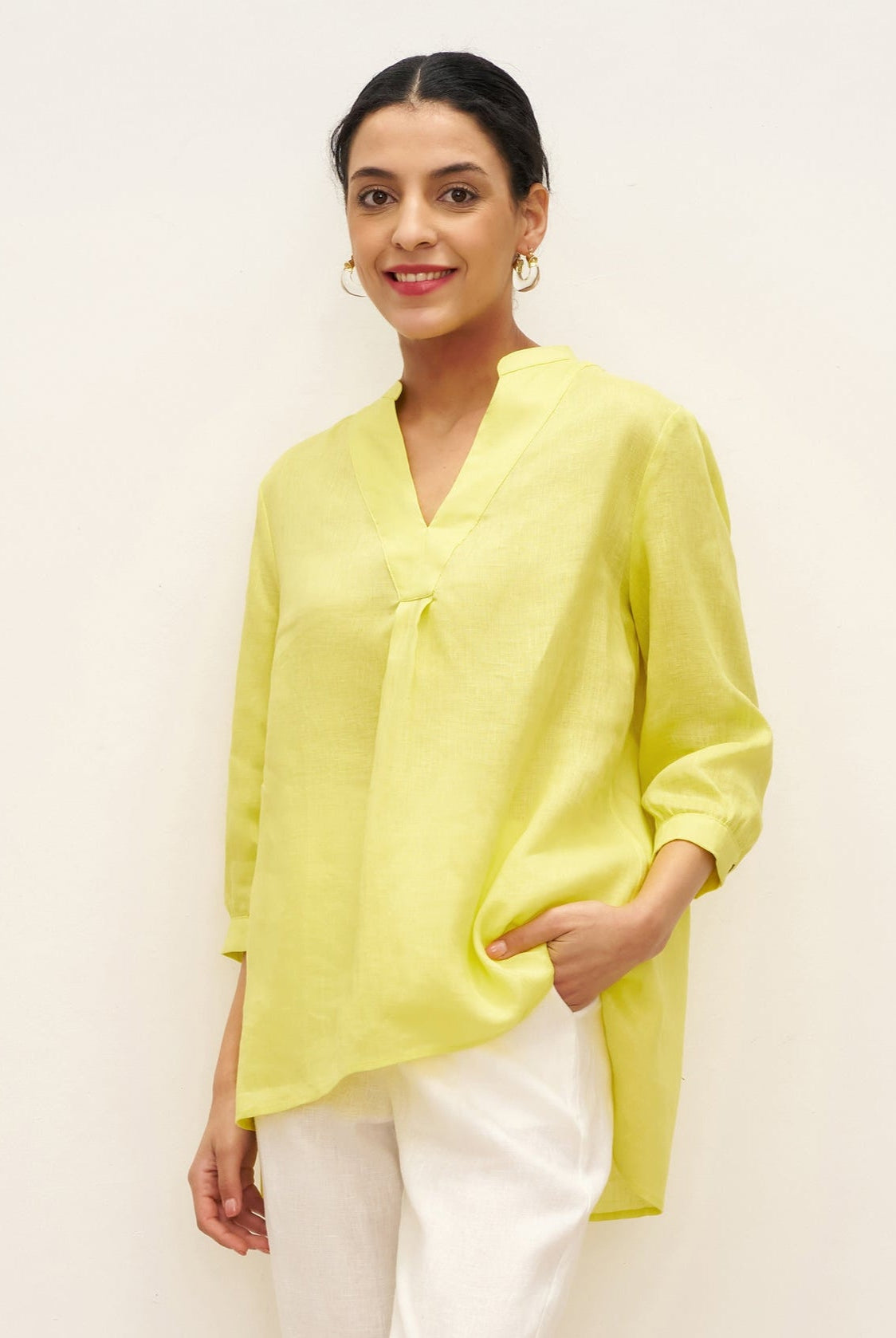 100% Linen Dress Shirt JOANNA - TOPS-Linen Blouses