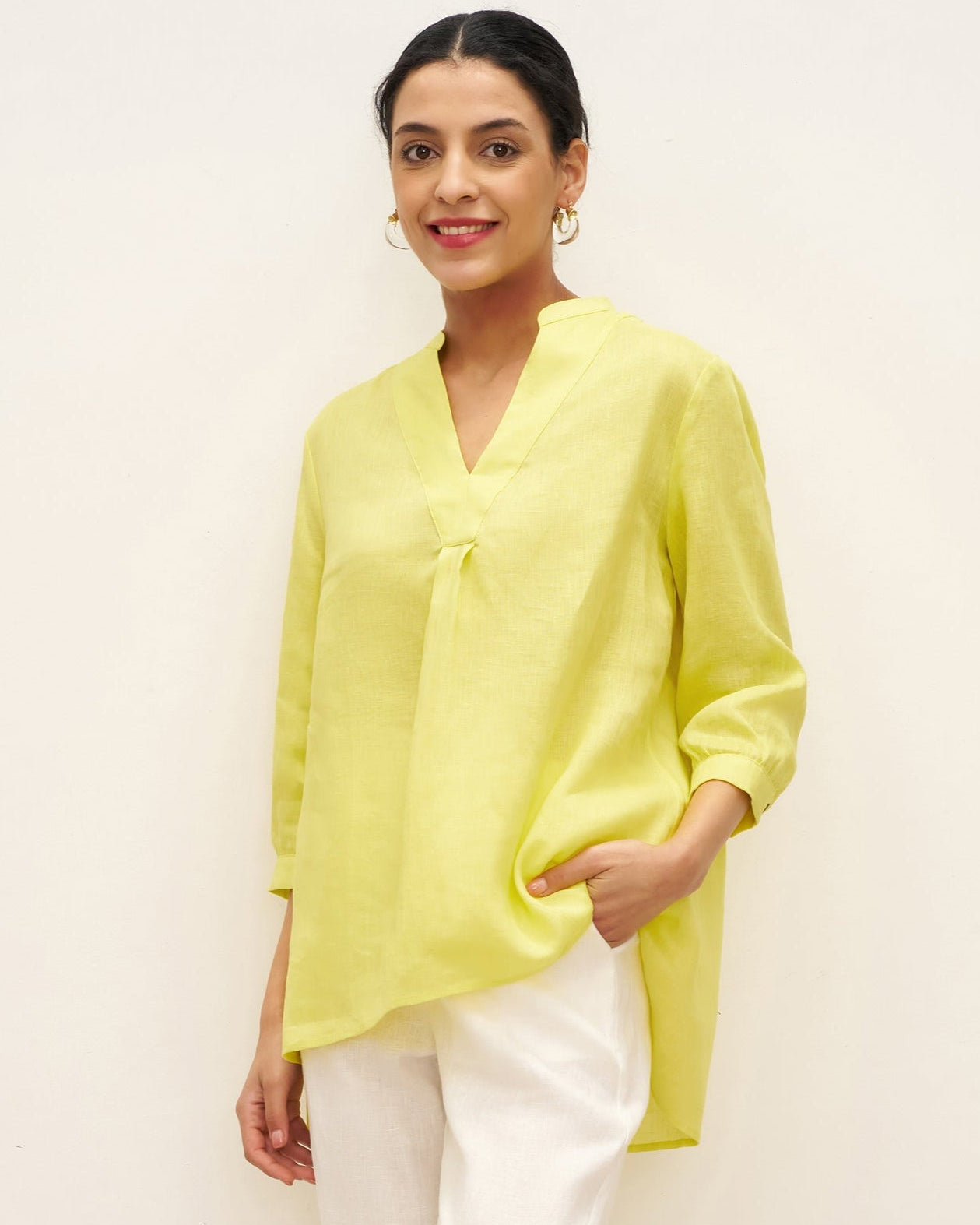 100% Linen Dress Shirt JOANNA - TOPS-Linen Blouses