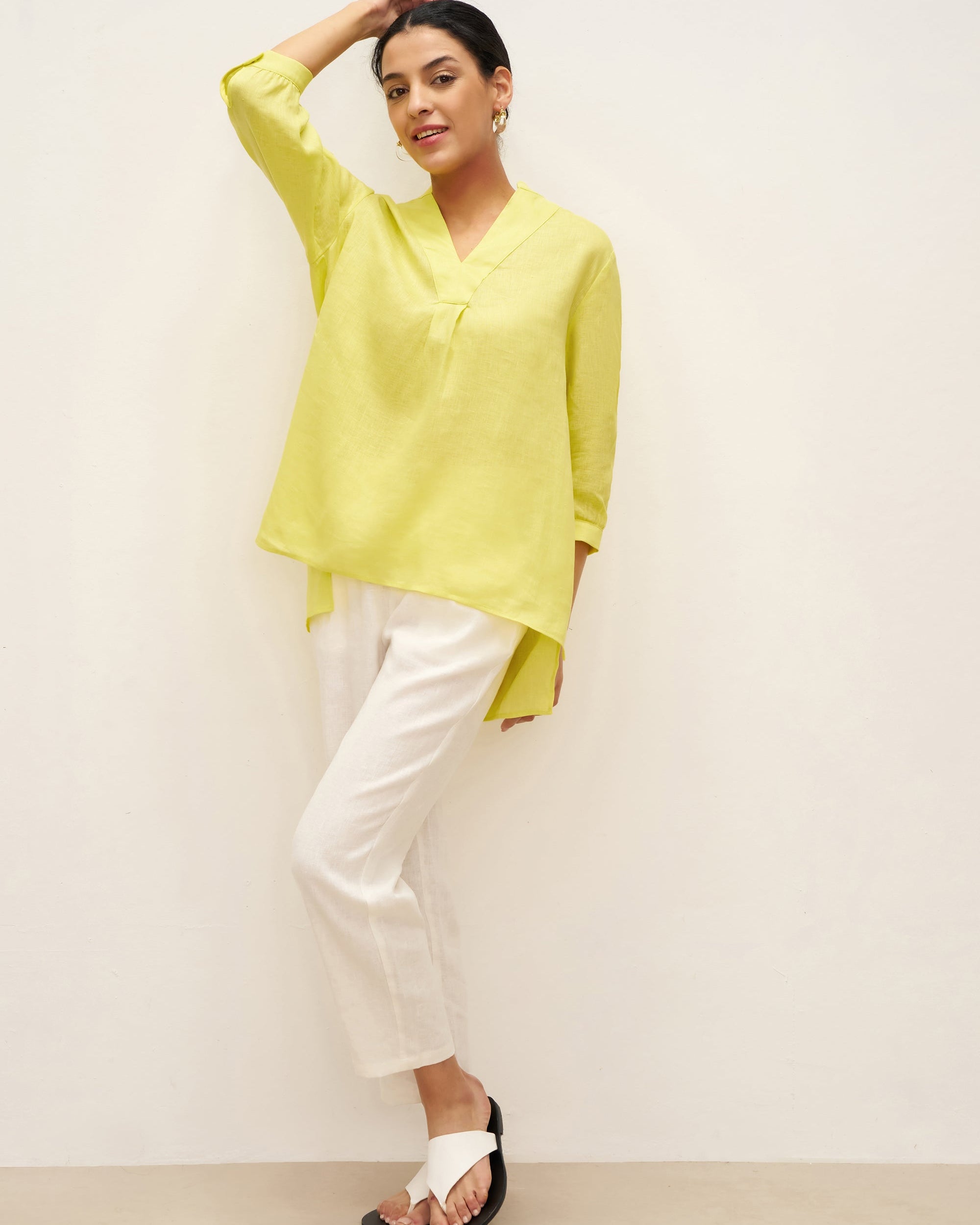 100% Linen Dress Shirt JOANNA - TOPS-Linen Blouses