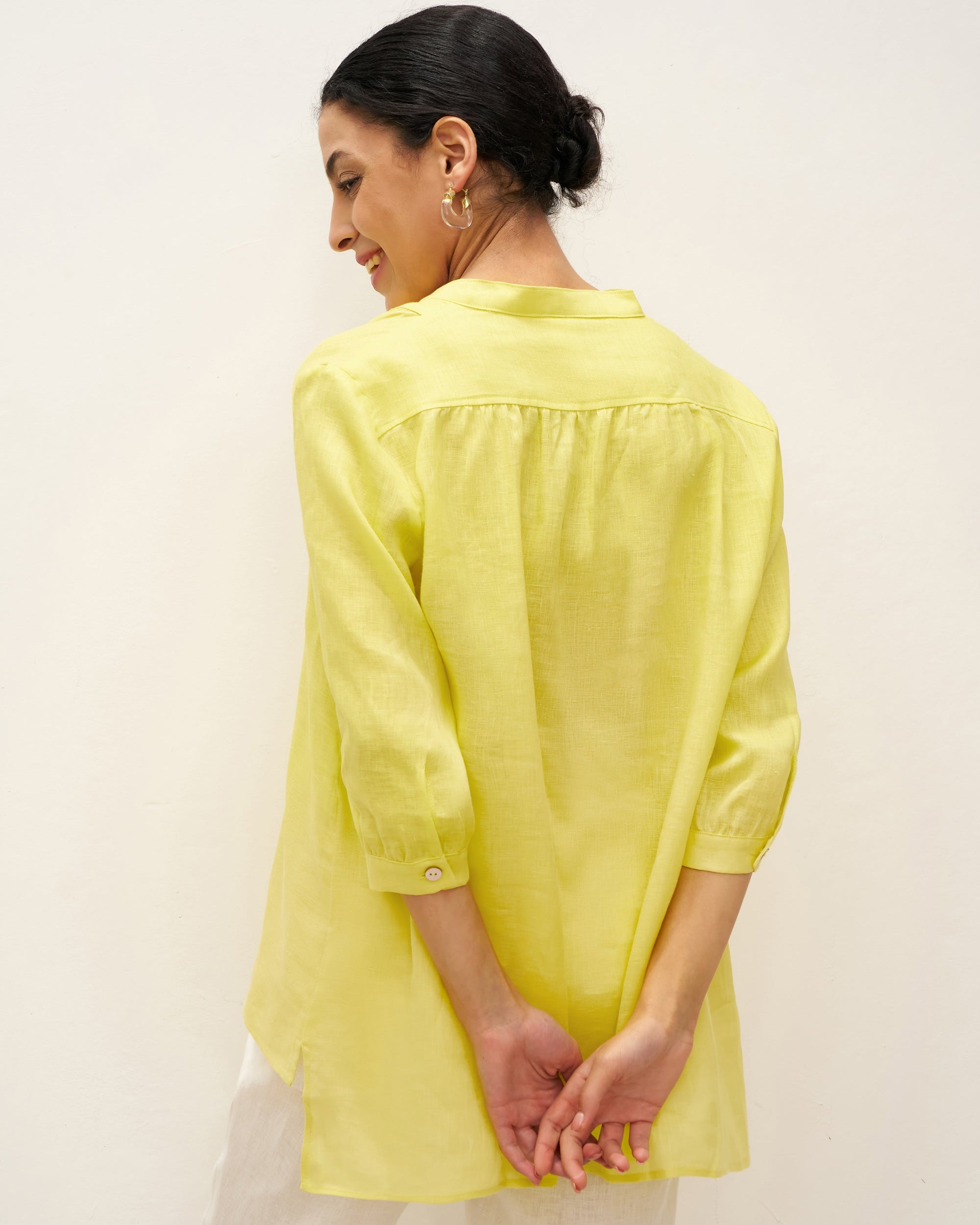 100% Linen Dress Shirt JOANNA - TOPS-Linen Blouses