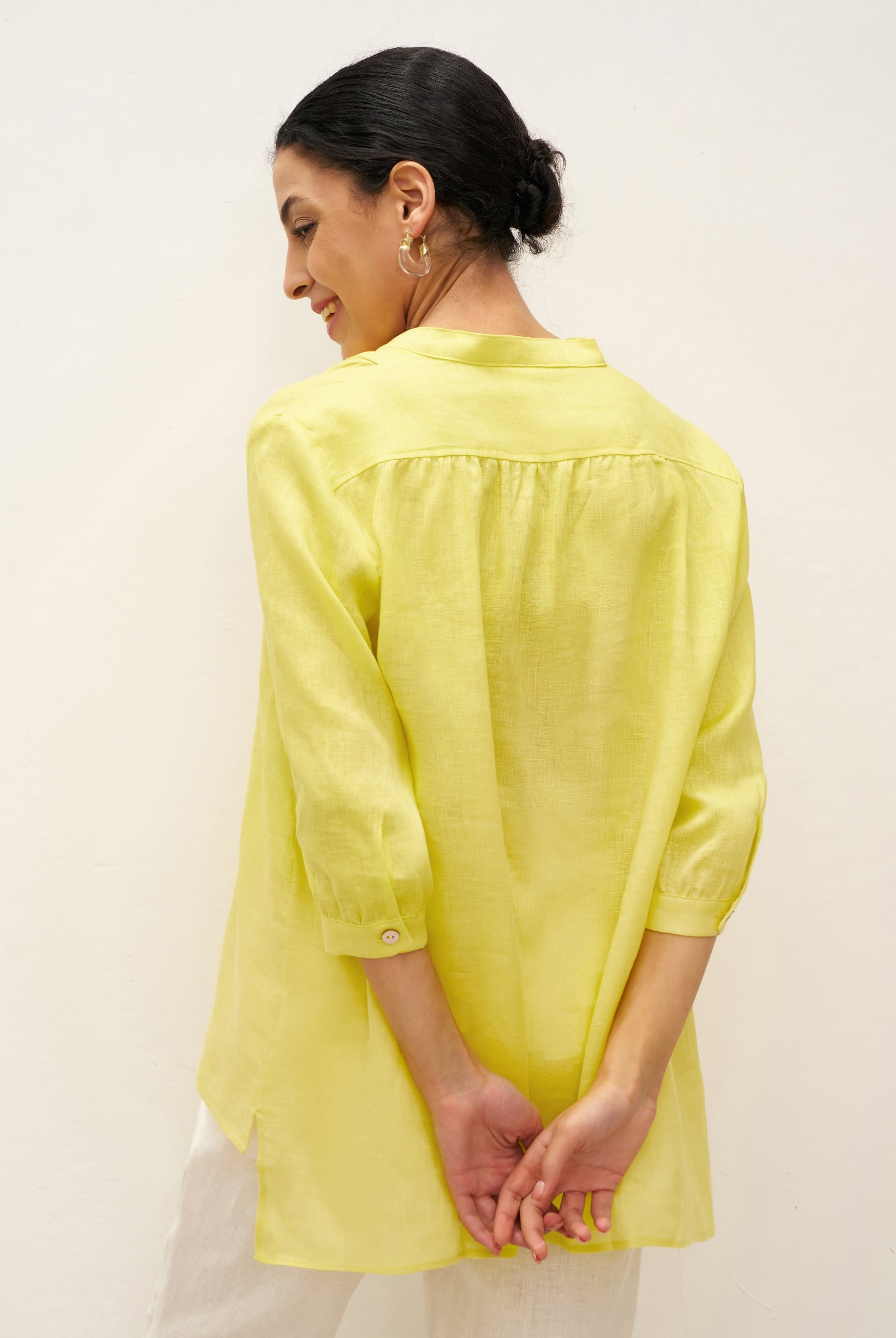 100% Linen Dress Shirt JOANNA - TOPS-Linen Blouses