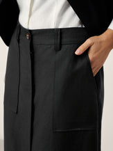 Linen-Lyocell Patch Pocket Placket Skirt LYRA by LINTICO for women