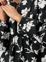 100% Linen Floral Printed Gathered Pullover Top AMIYA by LINTICO for women