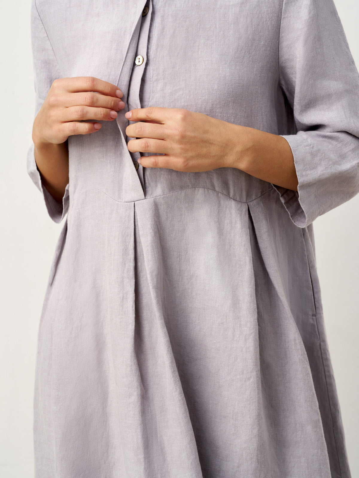 Robe longue femme 100% lin, pli creux et couture incurvée, VALERIE par LINTICO