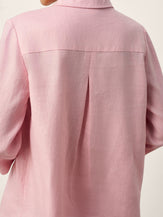 100% Linen Layered Lapel V-neck Sculpted Front Pleat Longline Top ODALYS by LINTICO for women