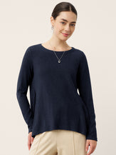 Wool Panelled Ruched Asymmetric Hem Top KALISTA by LINTICO for women