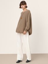 100% Mongolian Cashmere Hand-Finished Rolled Edge Knit Top AMARA by LINTICO for women