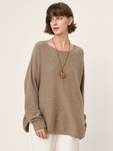 100% Mongolian Cashmere Hand-Finished Rolled Edge Knit Top AMARA by LINTICO for women