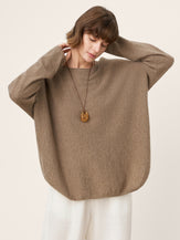 100% Mongolian Cashmere Hand-Finished Rolled Edge Knit Top AMARA by LINTICO for women