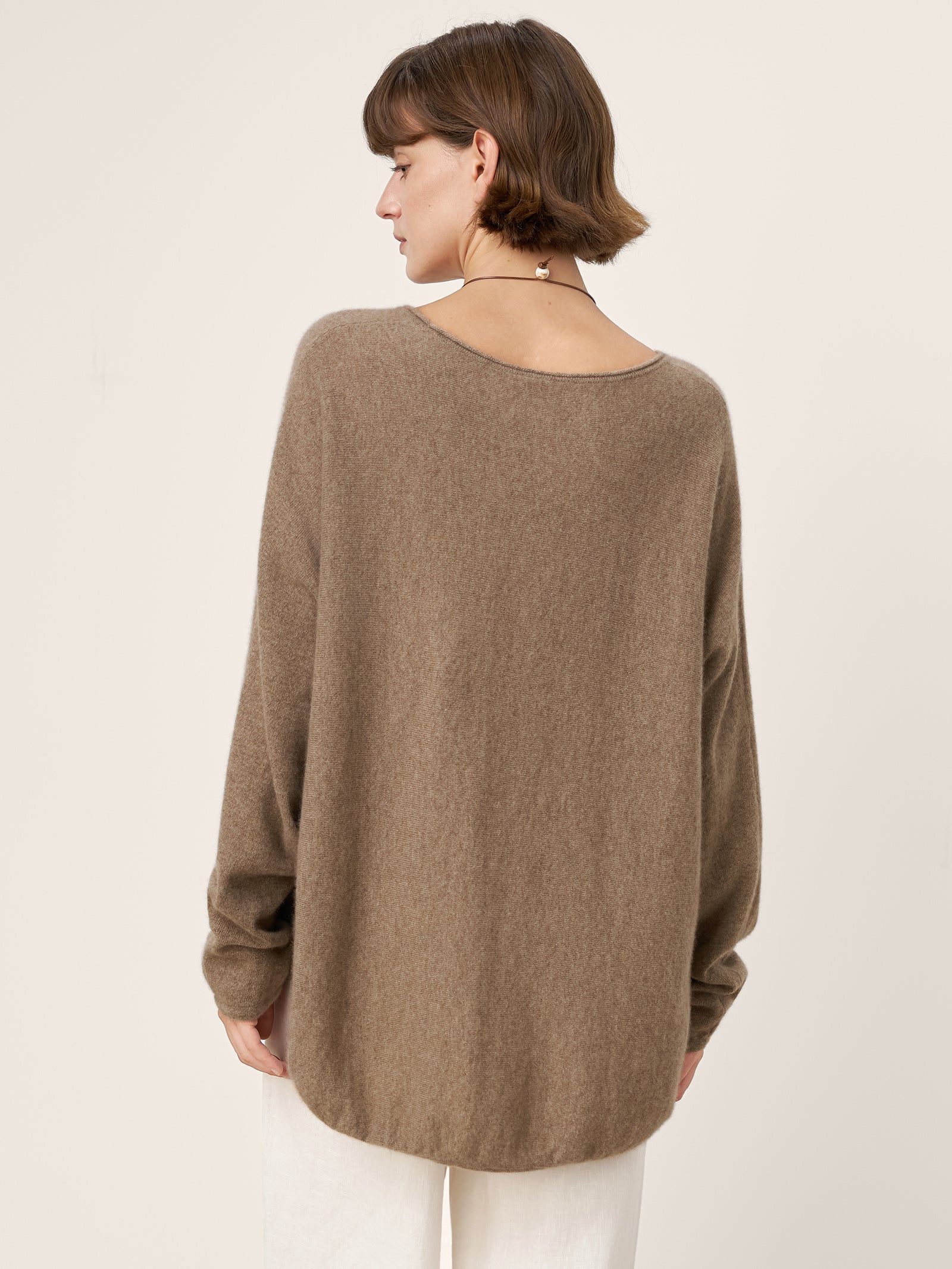 100% Mongolian Cashmere Hand-Finished Rolled Edge Knit Top AMARA by LINTICO for women