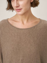 100% Mongolian Cashmere Hand-Finished Rolled Edge Knit Top AMARA by LINTICO for women
