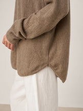 100% Mongolian Cashmere Hand-Finished Rolled Edge Knit Top AMARA by LINTICO for women