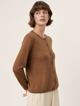 100% Extra-Fine Merino Wool Buttoned Knit Cardigan CAYLA by LINTICO for women