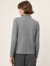100% Extra-Fine Merino Wool Mock Neck Sweater with Rolled Edge ELA by LINTICO for women