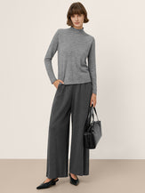 100% Extra-Fine Merino Wool Mock Neck Sweater with Rolled Edge ELA by LINTICO for women
