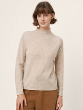 100% Extra-Fine Merino Wool Mock Neck Sweater with Rolled Edge ELA by LINTICO for women