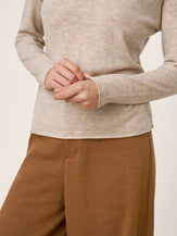 100% Extra-Fine Merino Wool Mock Neck Sweater with Rolled Edge ELA by LINTICO for women
