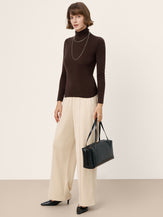 100% Extra-Fine Merino Wool Turtleneck Knit Sweater JOLENE by LINTICO for women