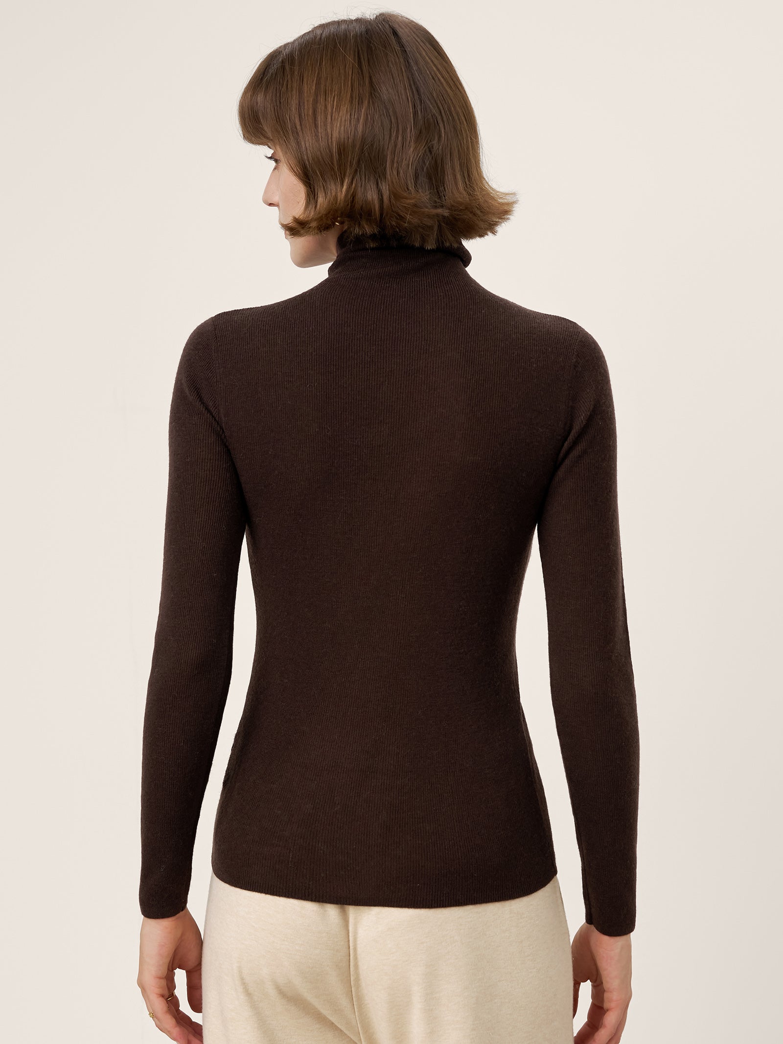 100% Extra-Fine Merino Wool Turtleneck Knit Sweater JOLENE by LINTICO for women