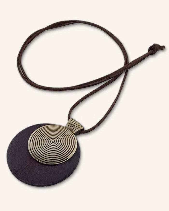 Vintage Wooden Rings Long Necklace - Dark Brown / One-Size - ACCESSORIES-Jewelry
