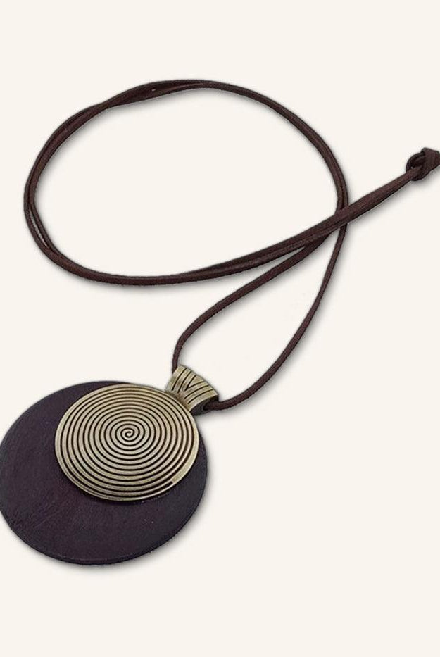 Vintage Wooden Rings Long Necklace - Dark Brown / One-Size - ACCESSORIES-Jewelry