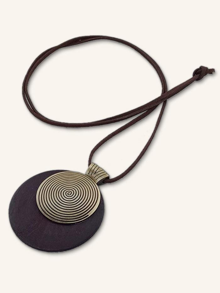 Vintage Wooden Rings Long Necklace - Dark Brown / One-Size - ACCESSORIES-Jewelry