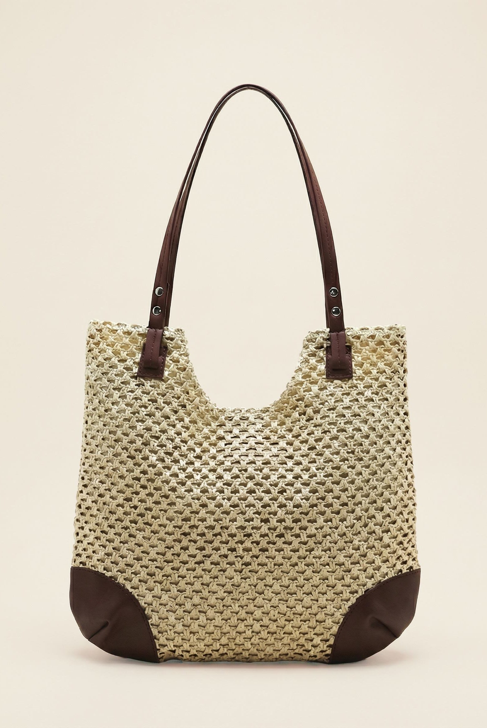 Woven Hollow-Out Shoulder Tote Bag by LINTICO for women