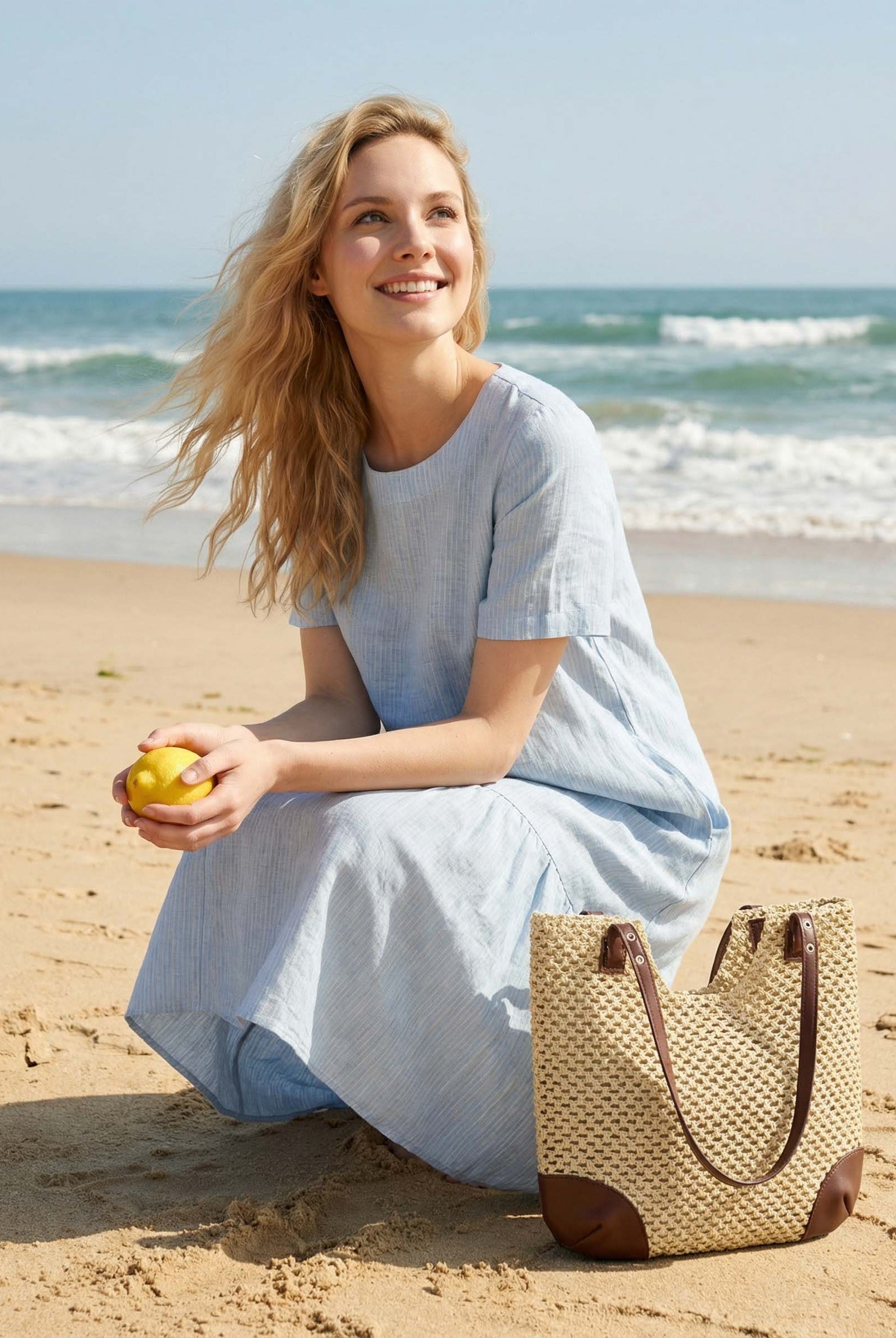 Woven Hollow-Out Shoulder Tote Bag by LINTICO for women