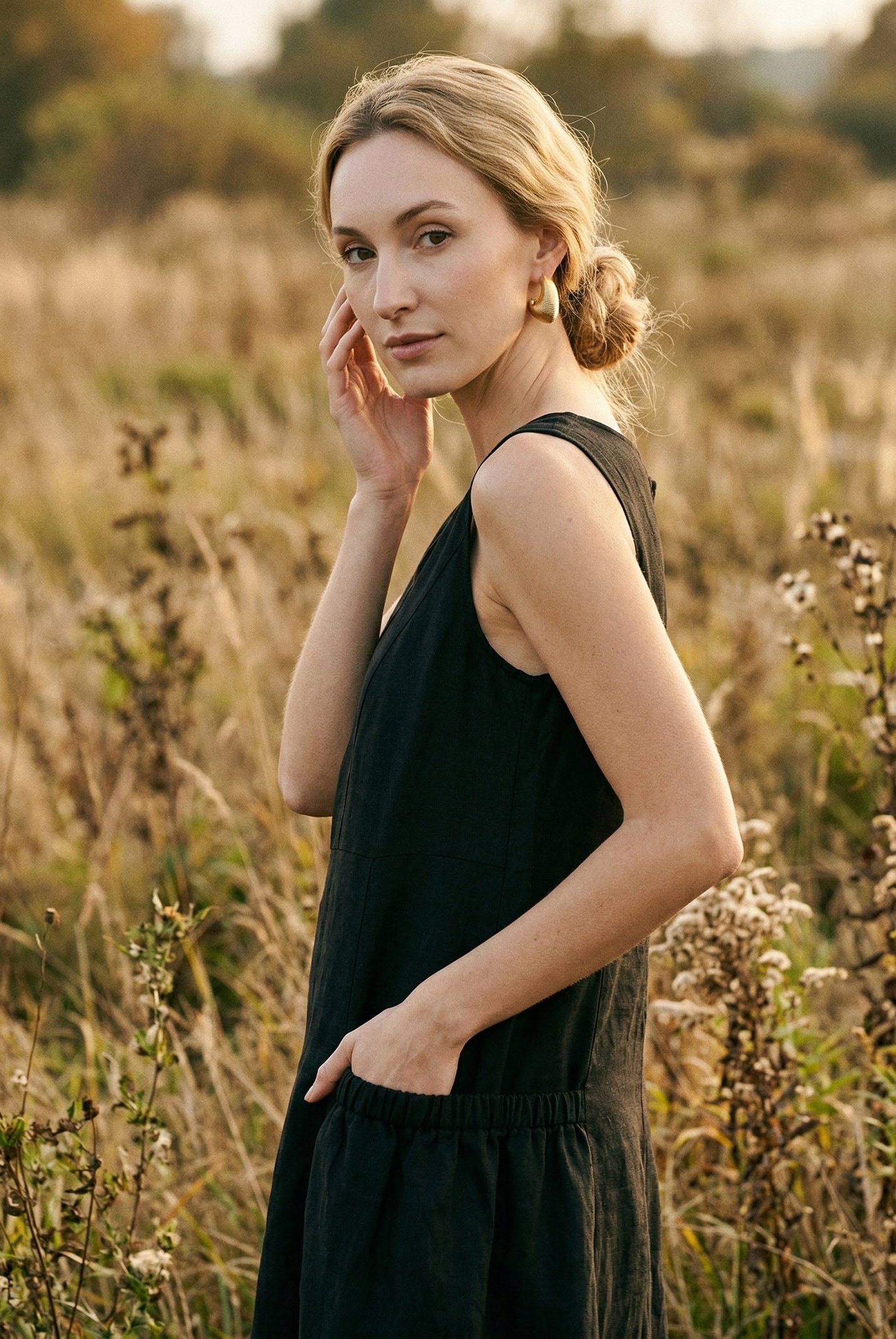 Textured Oval C-Hoop Earrings by LINTICO