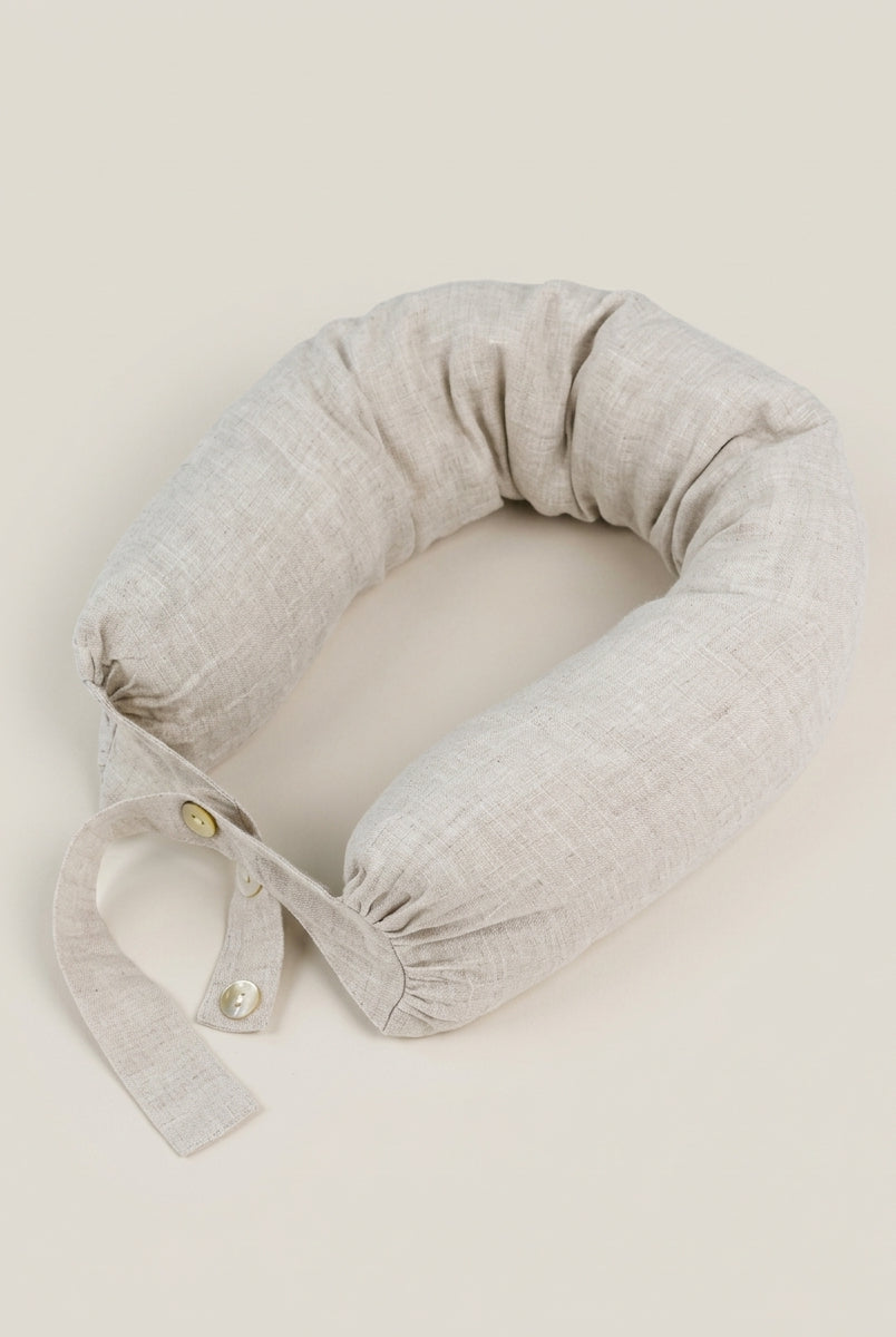 Linen Adjustable Neck Support Travel Pillow by LINTICO for women