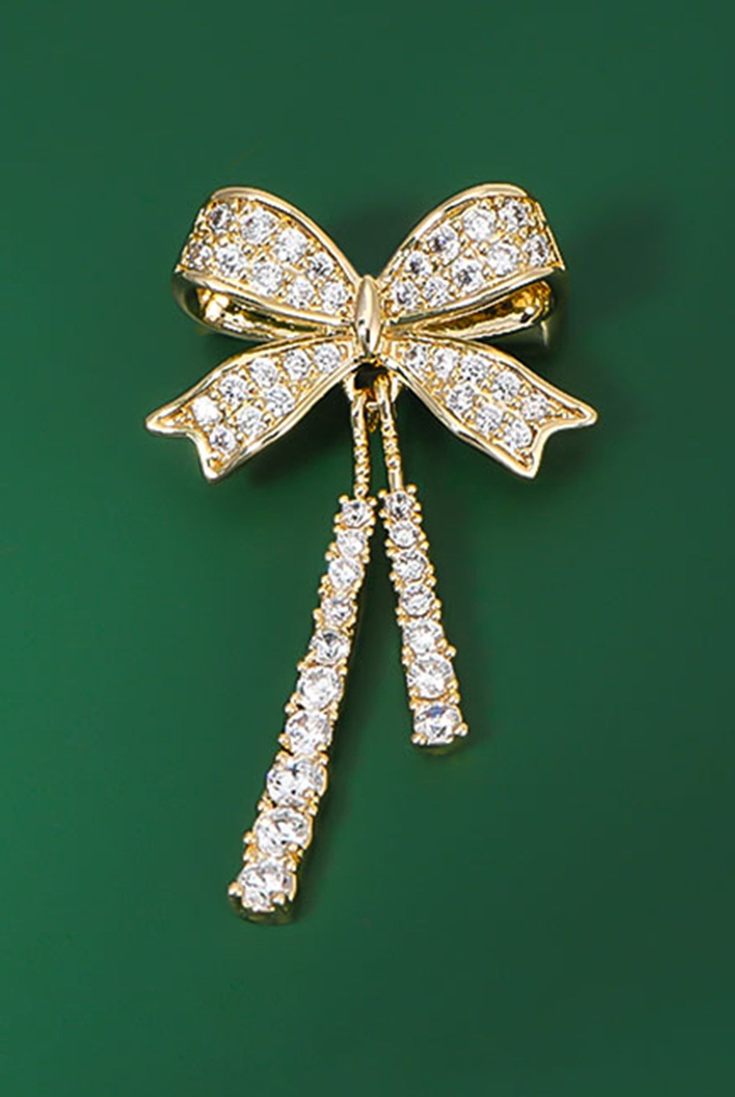 Alloy & Crystal Bow Fringed Mini Brooch by LINTICO
