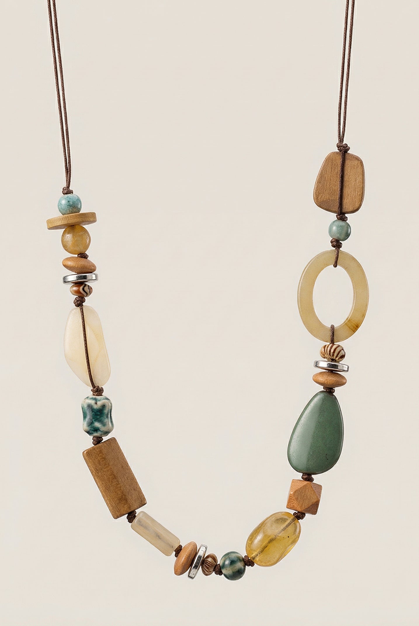 Bohemian Mixed Bead Long Pendant Necklace by LINTICO