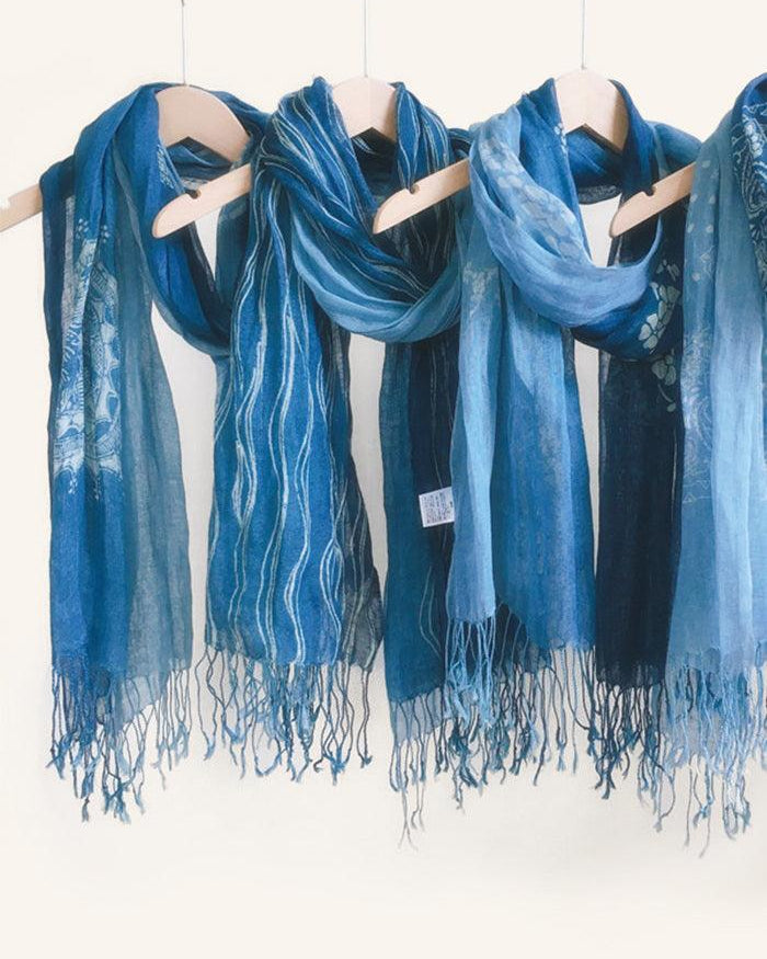Artisanal 100% Linen Wax-Dyed Scarf - ACCESSORIES-Scarf