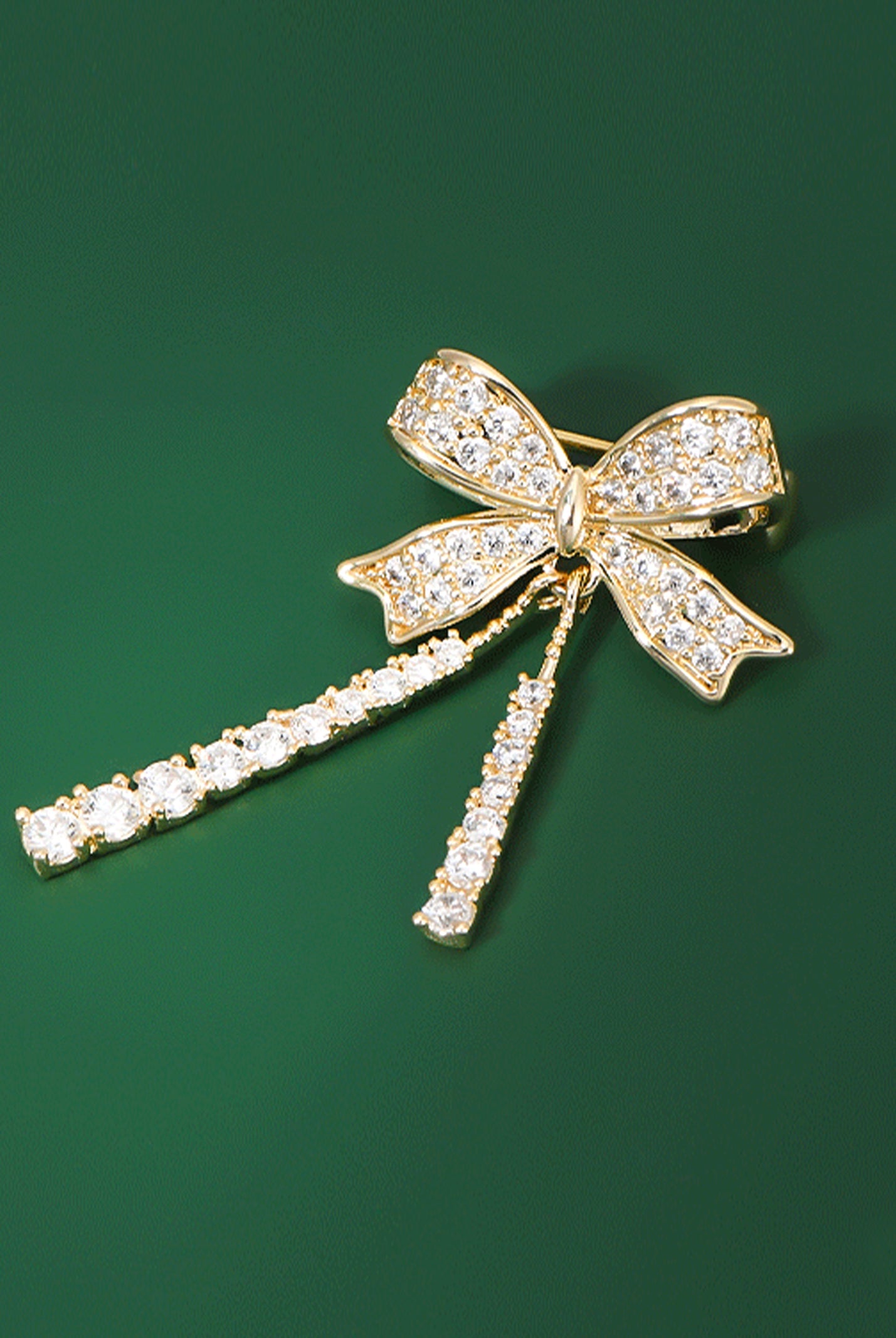 Alloy & Crystal Bow Fringed Mini Brooch by LINTICO