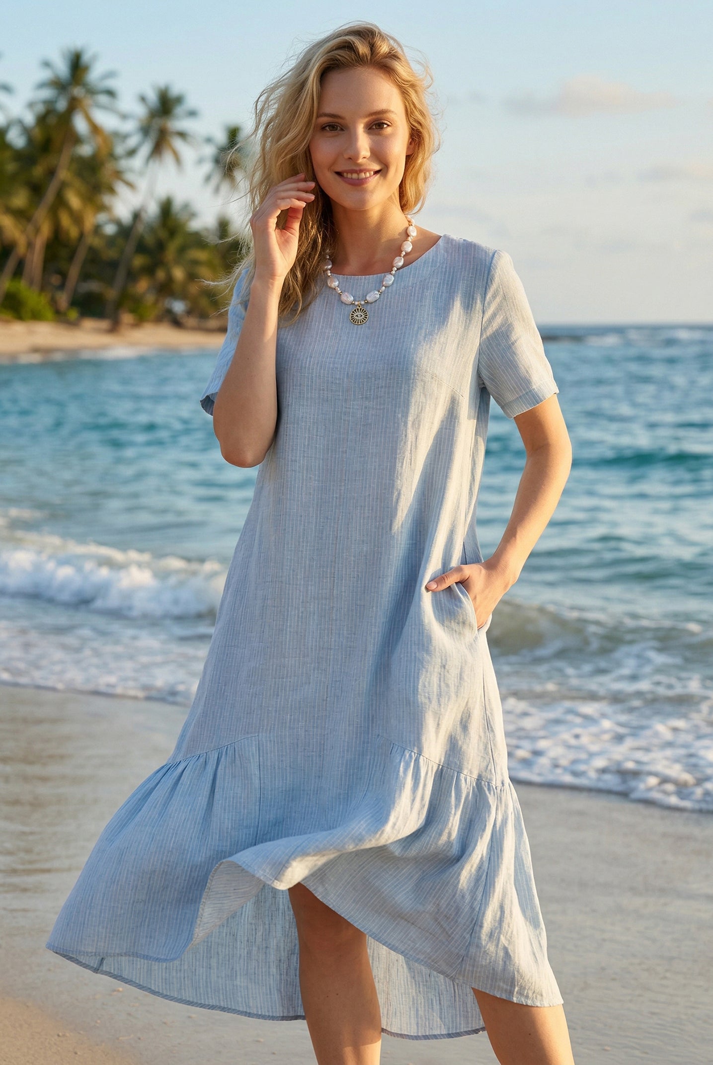 Pearl and Heart Charm Layered Necklace by LINTICO