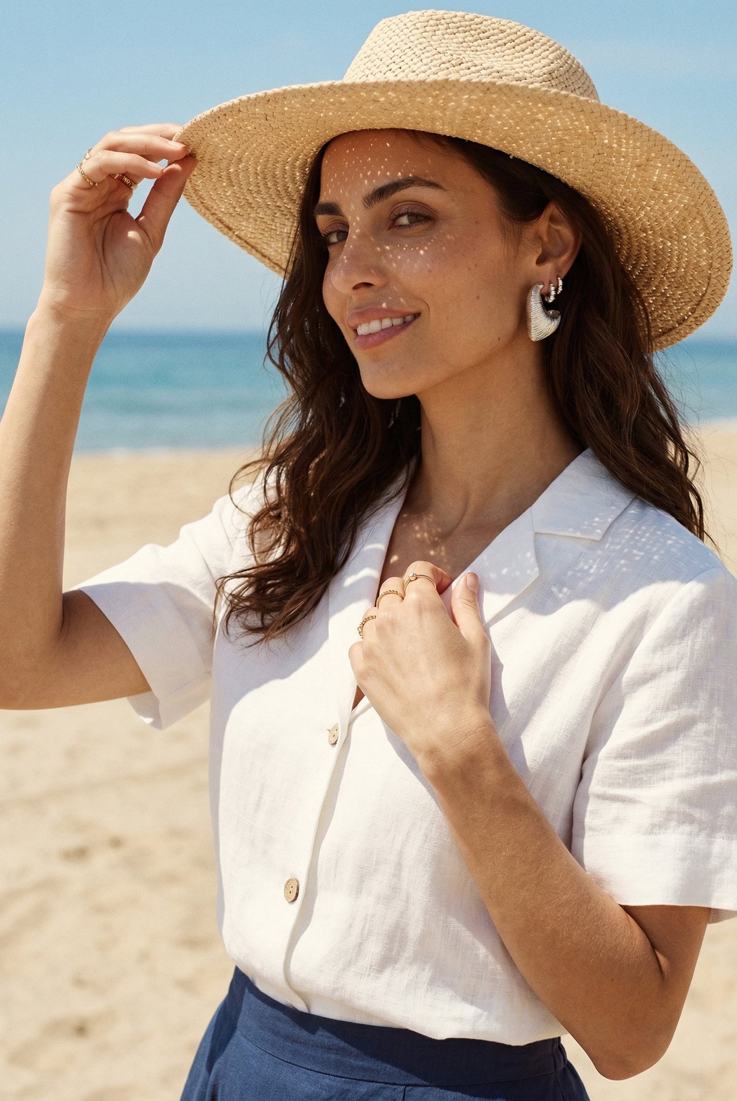 Textured Oval C-Hoop Earrings by LINTICO