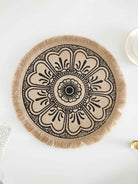 Nordic Woven Jute Placemat Round Fringe Decorative Heat-Resistant Mat - Fringe-D / One-Size - ACCESSORIES-Others