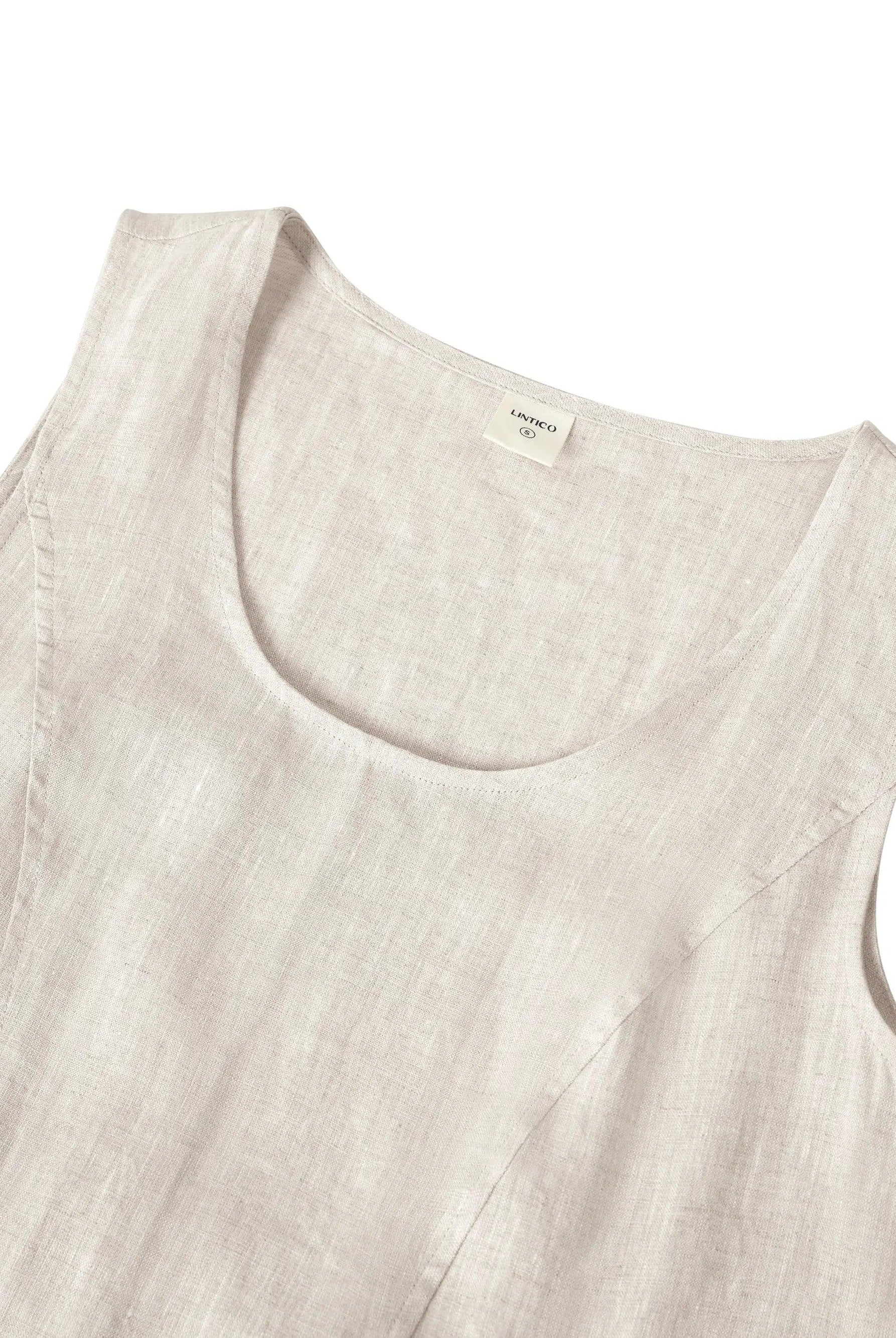 100% Linen Swing Beach Tank Dress GIANA - DRESSES-Linen Midi