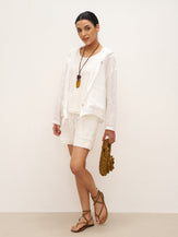 100% Linen Hooded Sunshine Jacket EMMA - TOPS-Linen Jackets