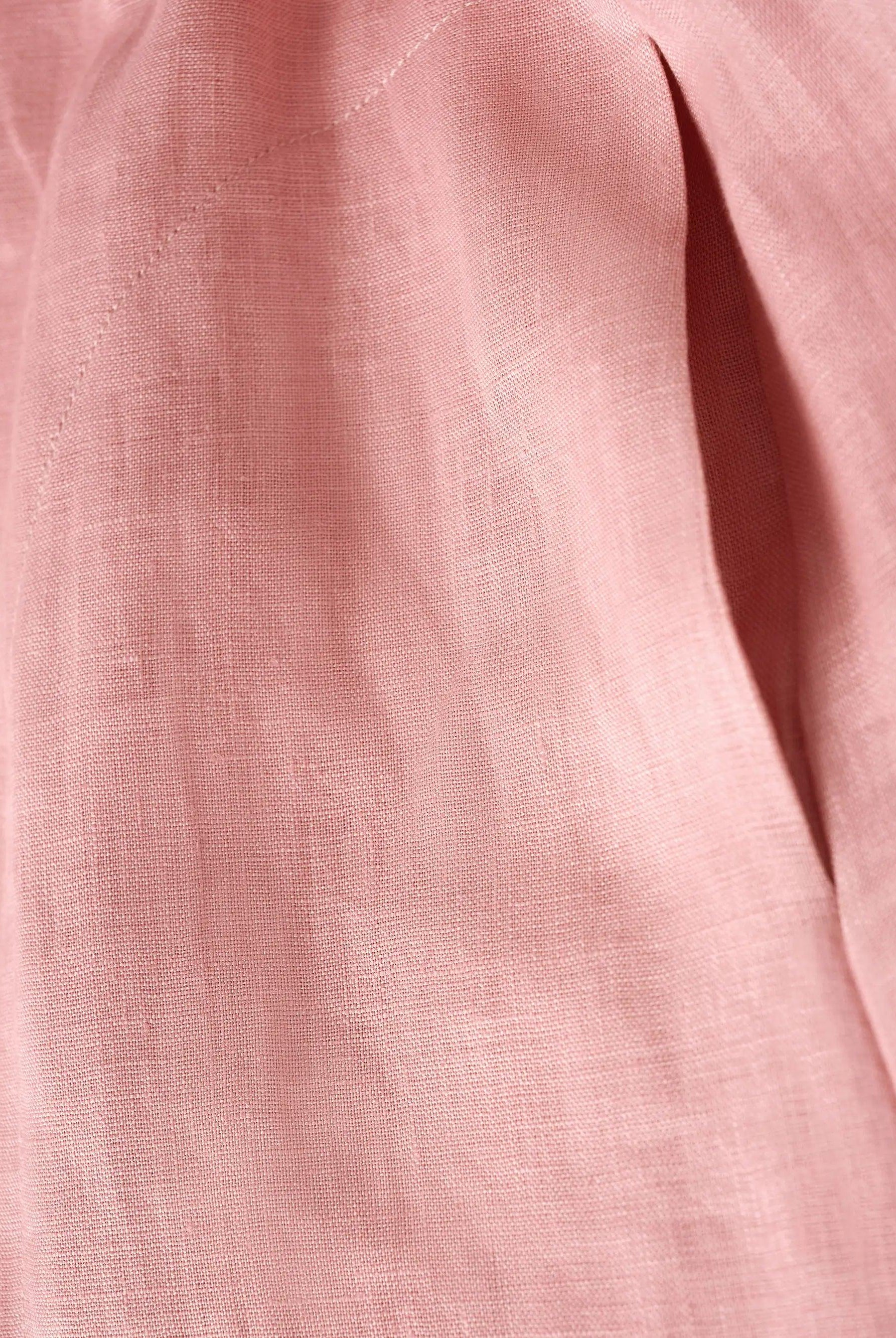 100% Linen Loose Fit Button Waist Gathered Maxi Dress LUNA - DRESSES-Linen