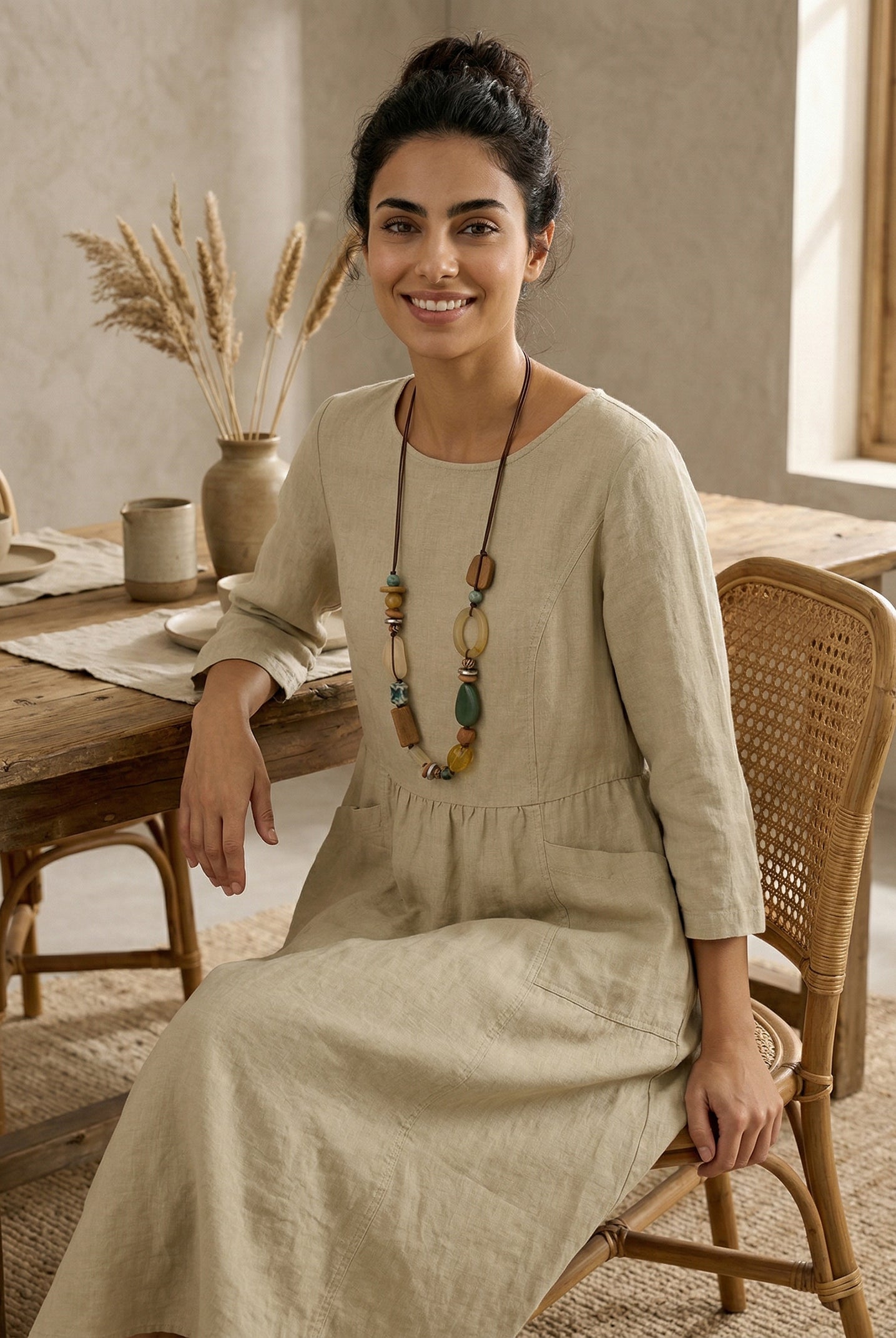 Bohemian Mixed Bead Long Pendant Necklace by LINTICO