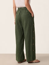 100% Linen Buttoned Slit-Hem Pants KATYA by LINTICO for women