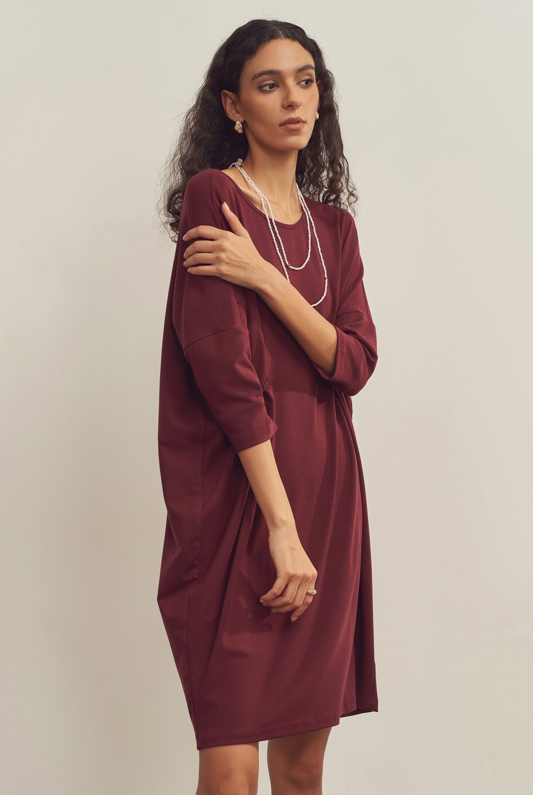 Merino Wool Waist Tuck-Detail Dress