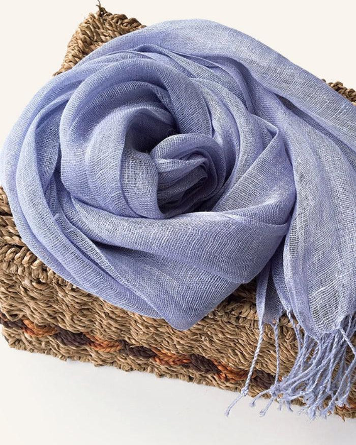 100% Linen Lightweight Solid Color Scarf BIANCA - Periwinkle / One-Size - ACCESSORIES-Scarf
