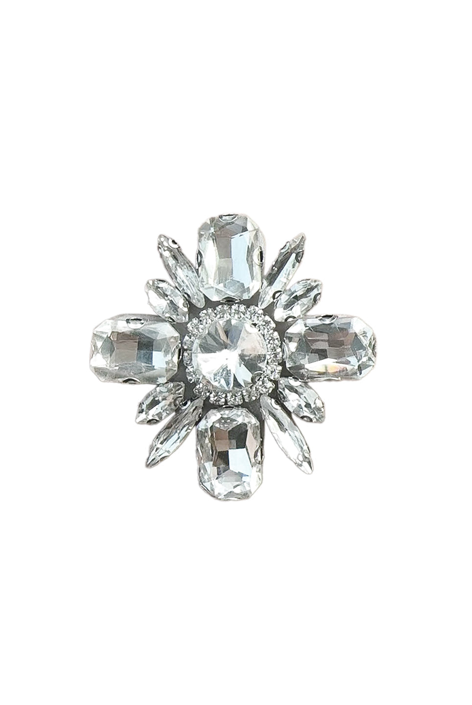 CLUSTER FLOWER BROOCH WITH CLEAR CRYSTALS